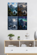 Mountain Lake Seasons Wall Art Print – Nordic Four Seasons – premium Scandinavian wall art