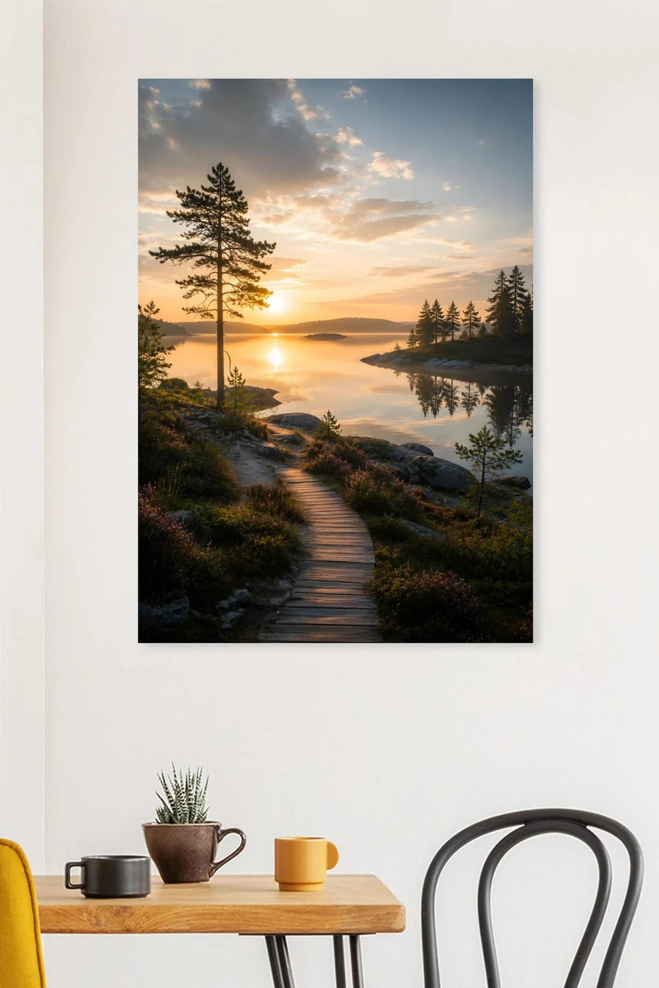 Nordic Sunset Path Aluminum Wall Art – square detail view