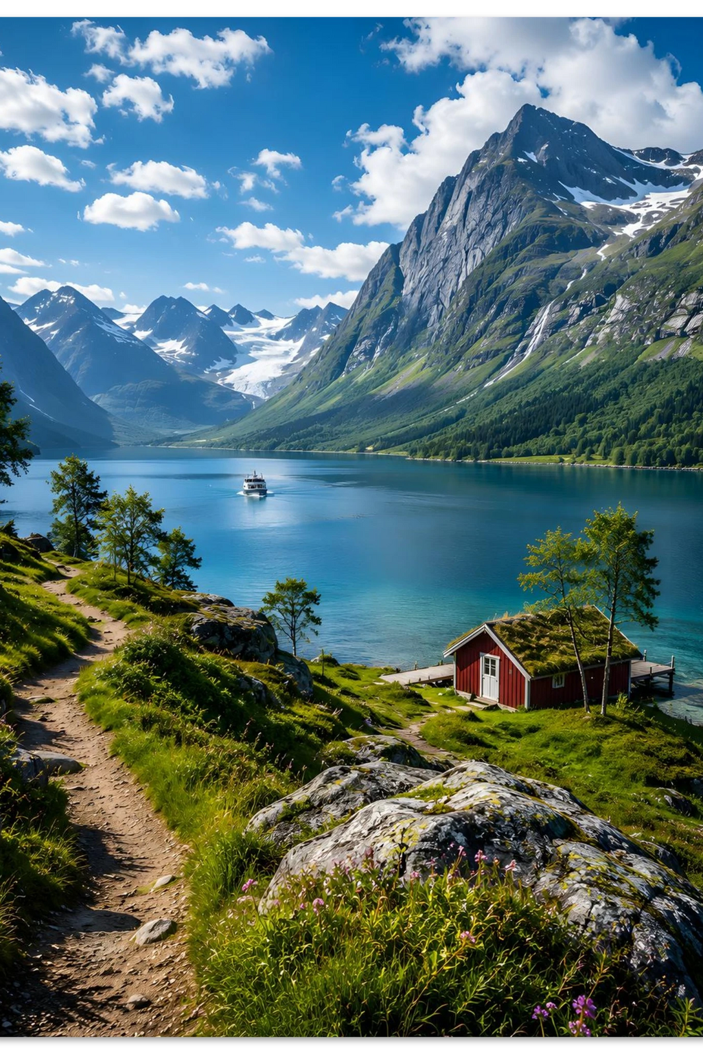 Nordic Mountain Cabin Wall Art Print – Scandinavian Cabin – premium Scandinavian wall art