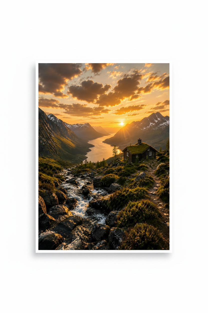 Nordic Golden Valley Wall Art Print – Scandinavian Landscape – premium Scandinavian wall art