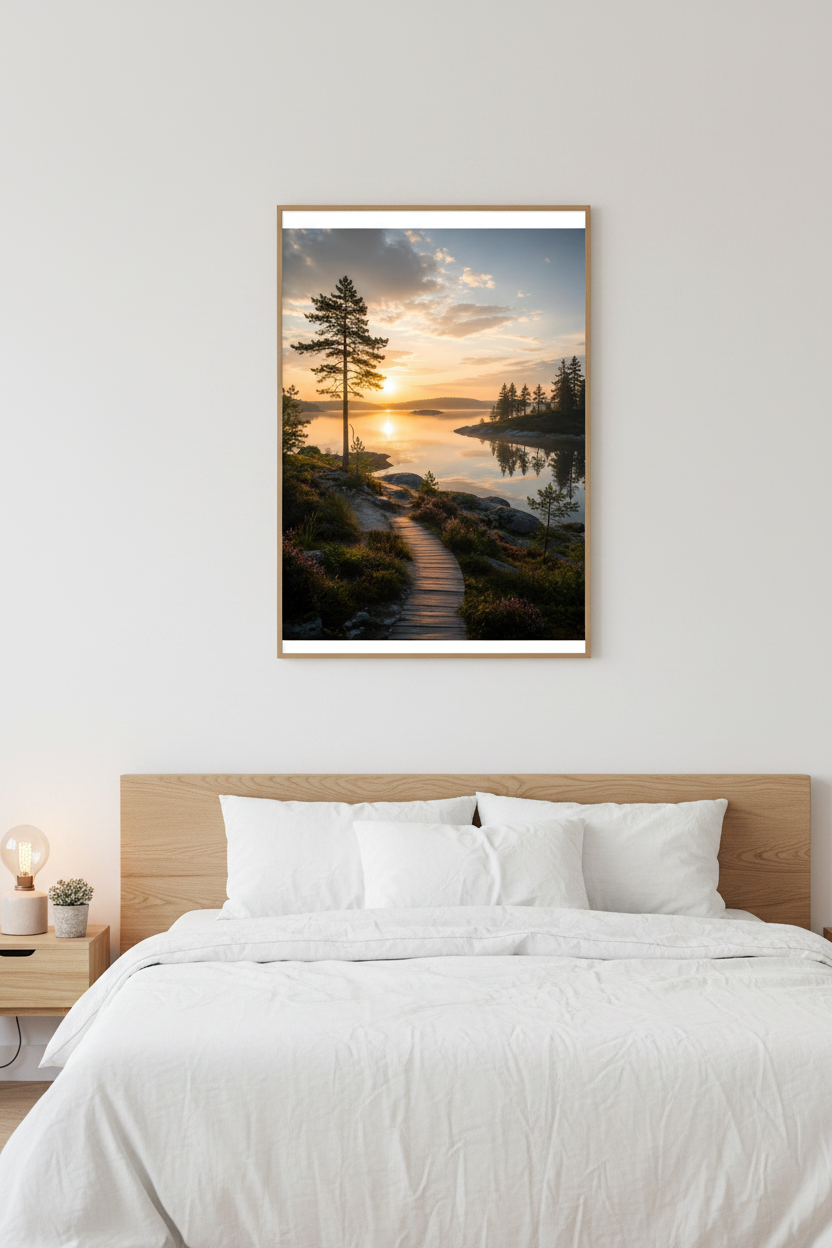 Nordic Serenity Wall Art Print – bedroom mockup