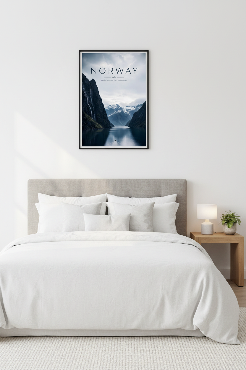Nordic Silence Wall Art Print – bedroom mockup
