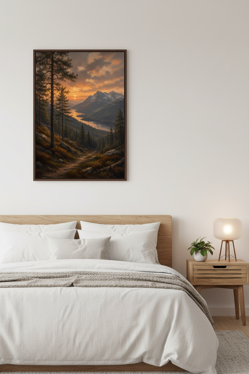 Nordic Dusk Wall Art Print – bedroom mockup