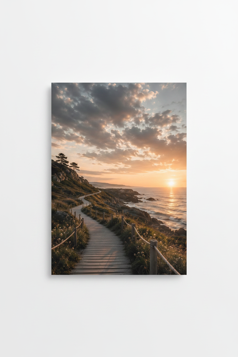 Nordic Coastal Sunset Wall Art Print – full print on white background
