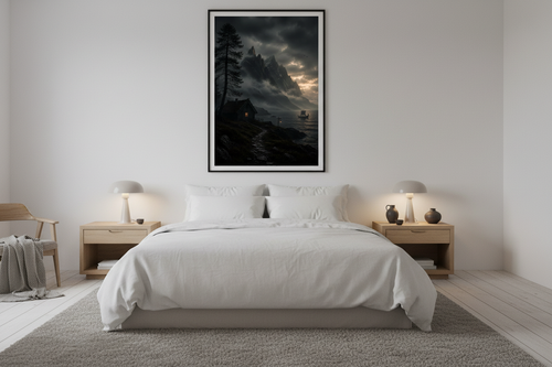Cabin by the Fjord – Bedroom Mockup