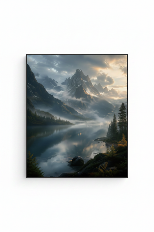 Enchanted Nordic Peaks Wall Art Print – full print on white background