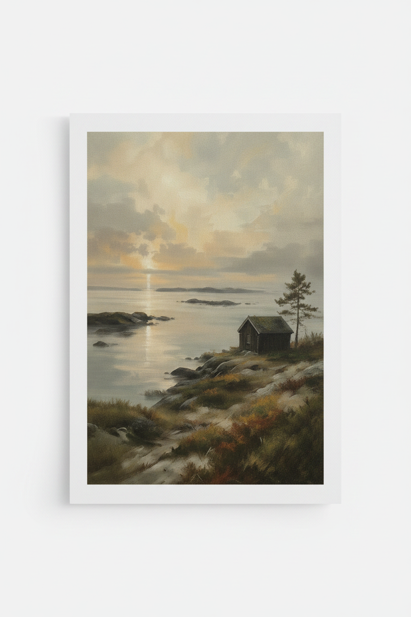 Nordic Coastal Solitude Wall Art Print – full print on white background